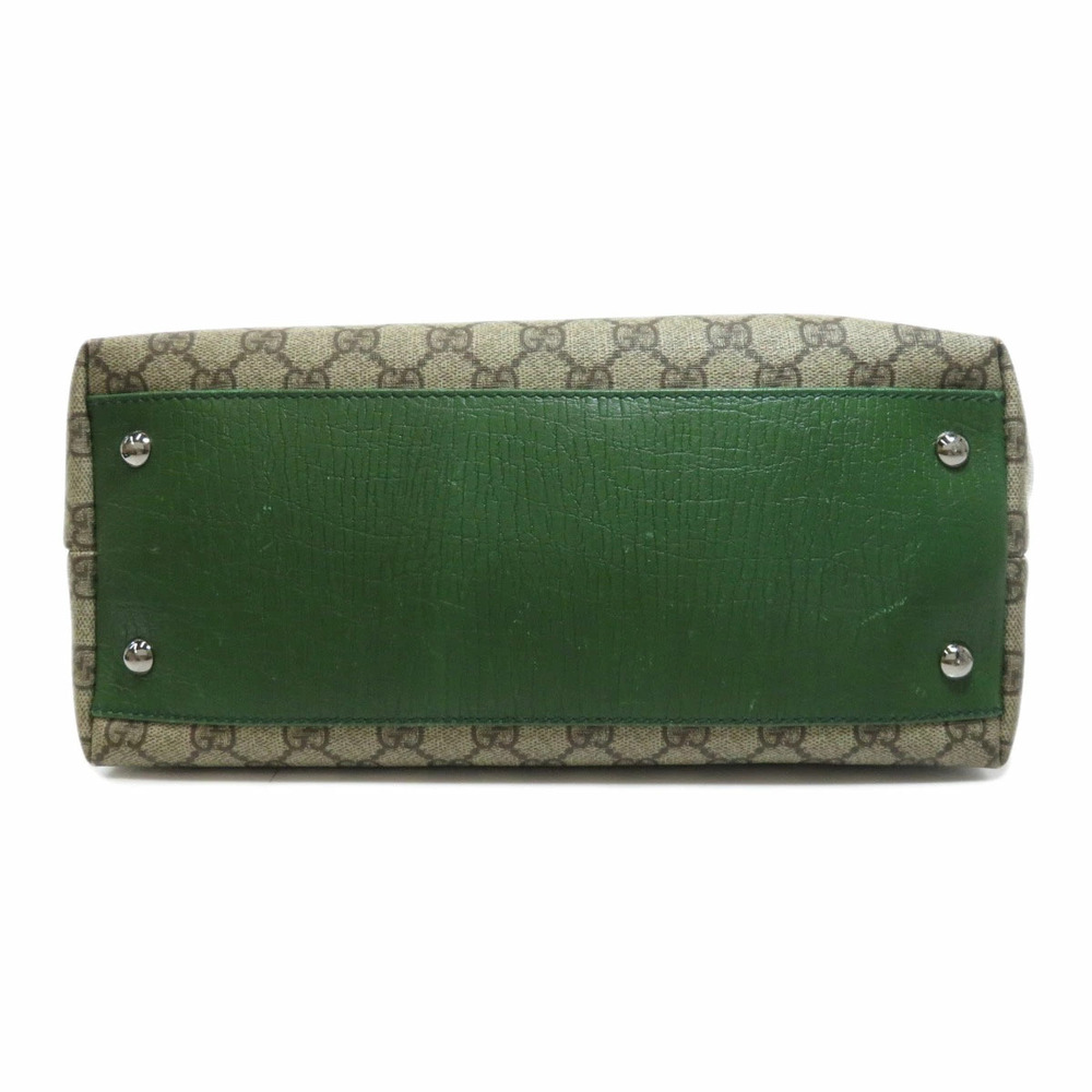 Gucci GG Supreme Tote Bag green leather handles trim - Picture 4 of 11